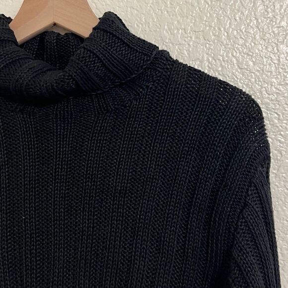 Vintage 90’s Polo Ralph Lauren Linen Ribbed Turtle Neck Sweater Black Size M - Picture 6 of 11
